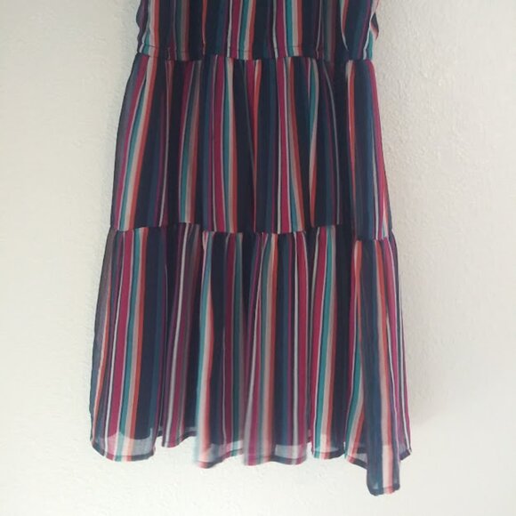 Wonder Nation Girl's size 18 navy blue multicolored  striped dress - Picture 7 of 16